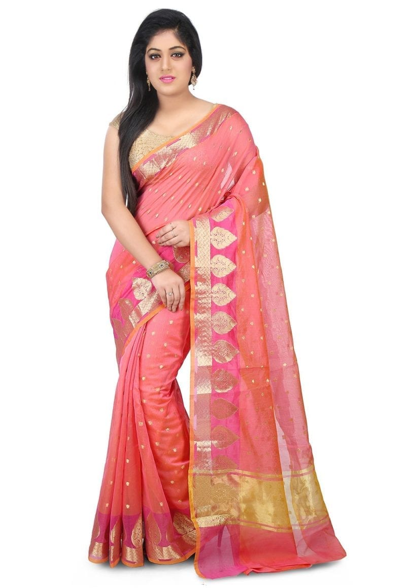 Woven Banarasi Chanderi Silk Saree in Pink 1