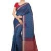 Woven Banarasi Chanderi Silk Saree in Teal Blue 8