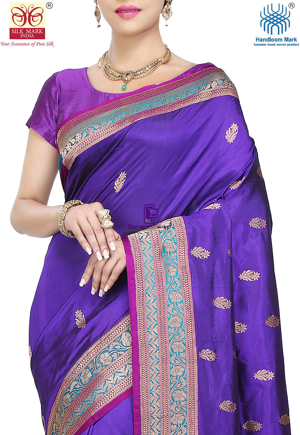 Banarasi Pure Katan Silk Handloom Saree in Indigo 2