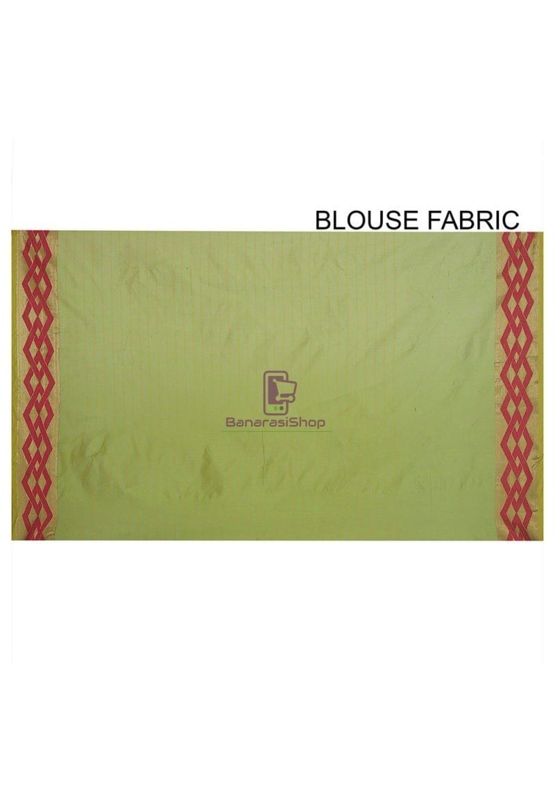 Woven Banarasi Cotton Silk Saree in Light Green 3
