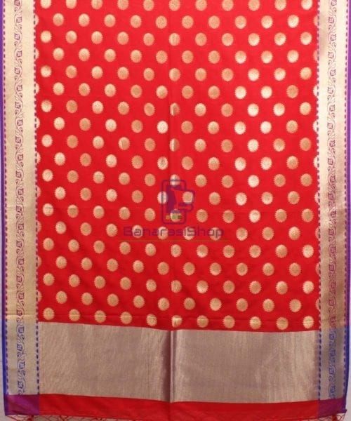 Woven Banarasi Art Silk Dupatta in Red 4