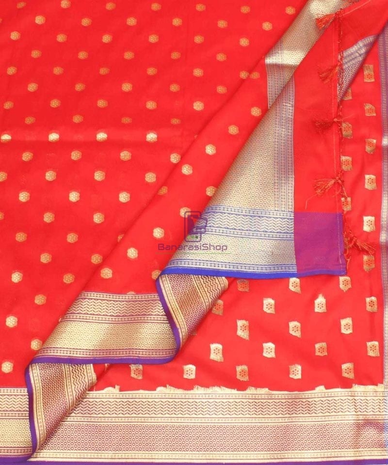 Woven Banarasi Art Silk Dupatta in Red 1