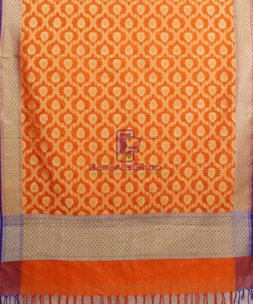 Woven Banarasi Art Silk Dupatta in Light Saffron 4