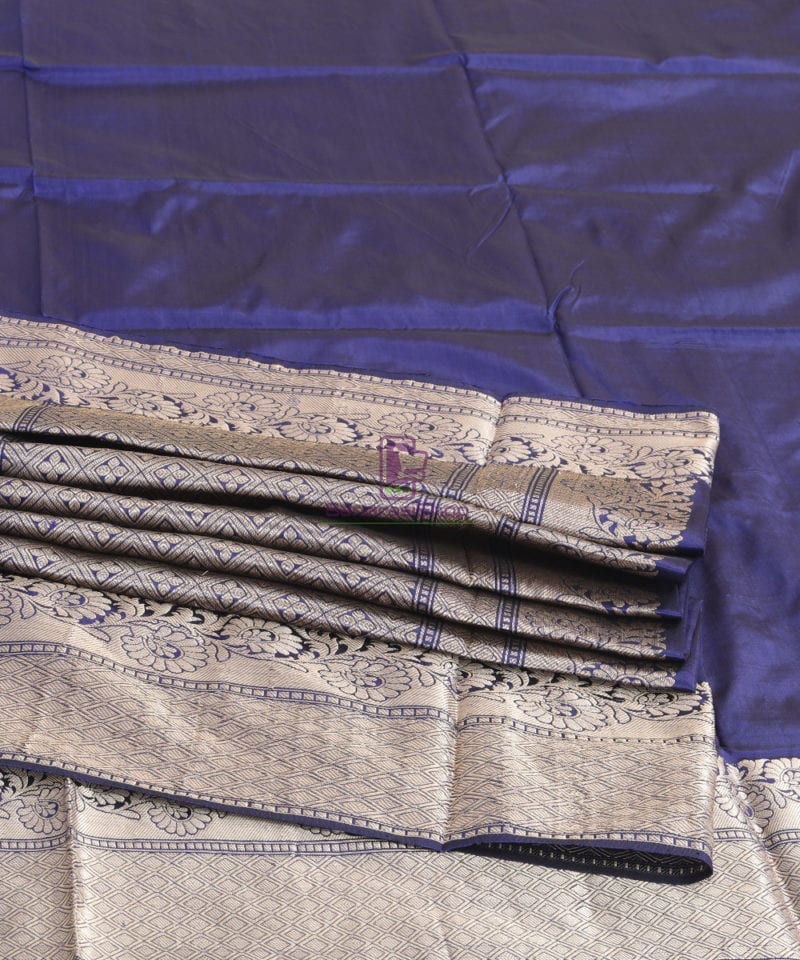 Banarasi Pure Katan Silk Handloom Blue Silk Saree 4
