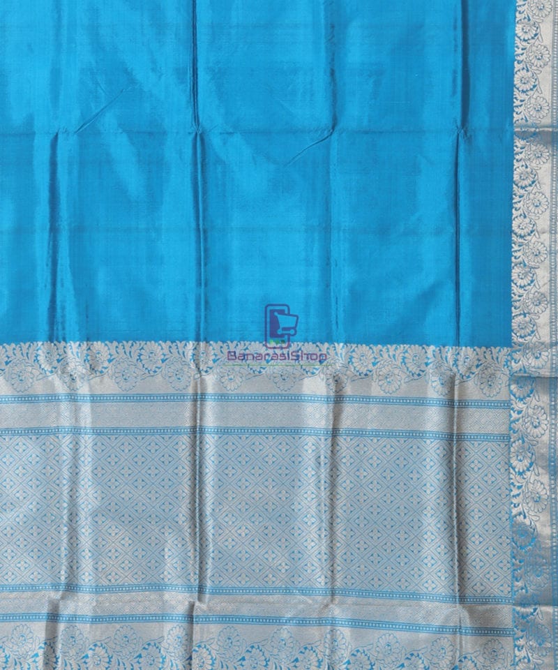 Banarasi Pure Katan Silk Handloom Blue Silk Saree 2