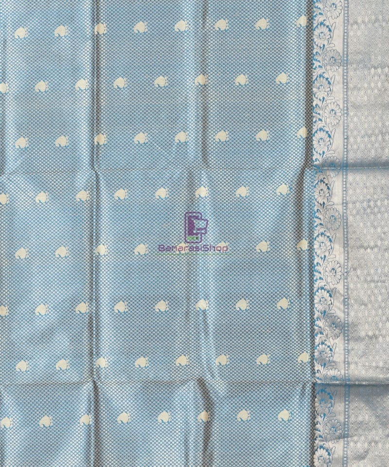 Banarasi Pure Katan Silk Handloom Blue Silk Saree 3