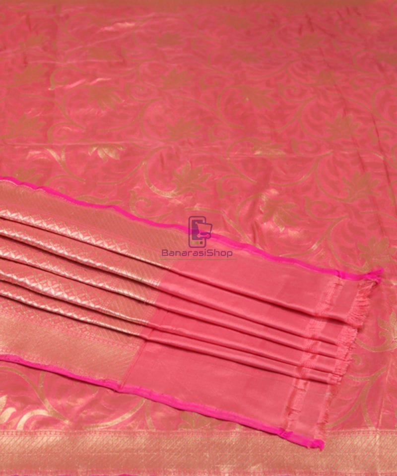Handwoven Pure Banarasi Uppada Silk Candy Red Saree 3