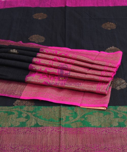 Banarasi Pure Handloom Dupion Silk Black Saree 7