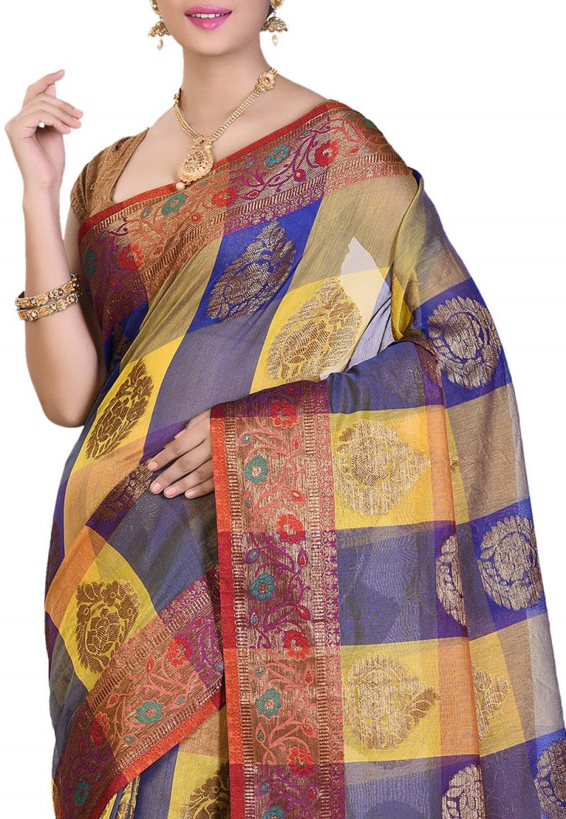 Banarasi Cotton Silk Saree in Multicolor 2