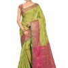 Banarasi Cotton Silk Saree in Light Green 8