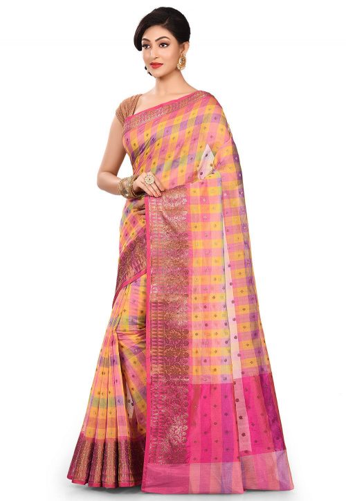 Banarasi Cotton Silk Saree in Multicolor 7