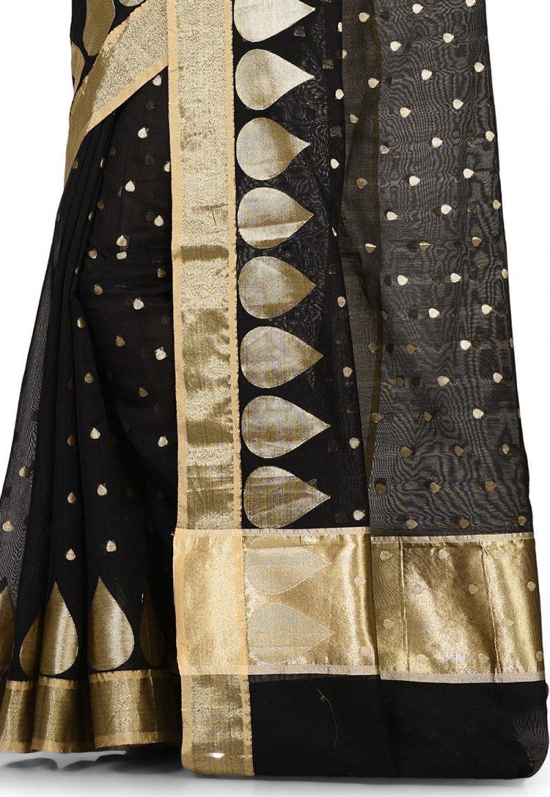 Banarasi Cotton Silk Saree in Black 2