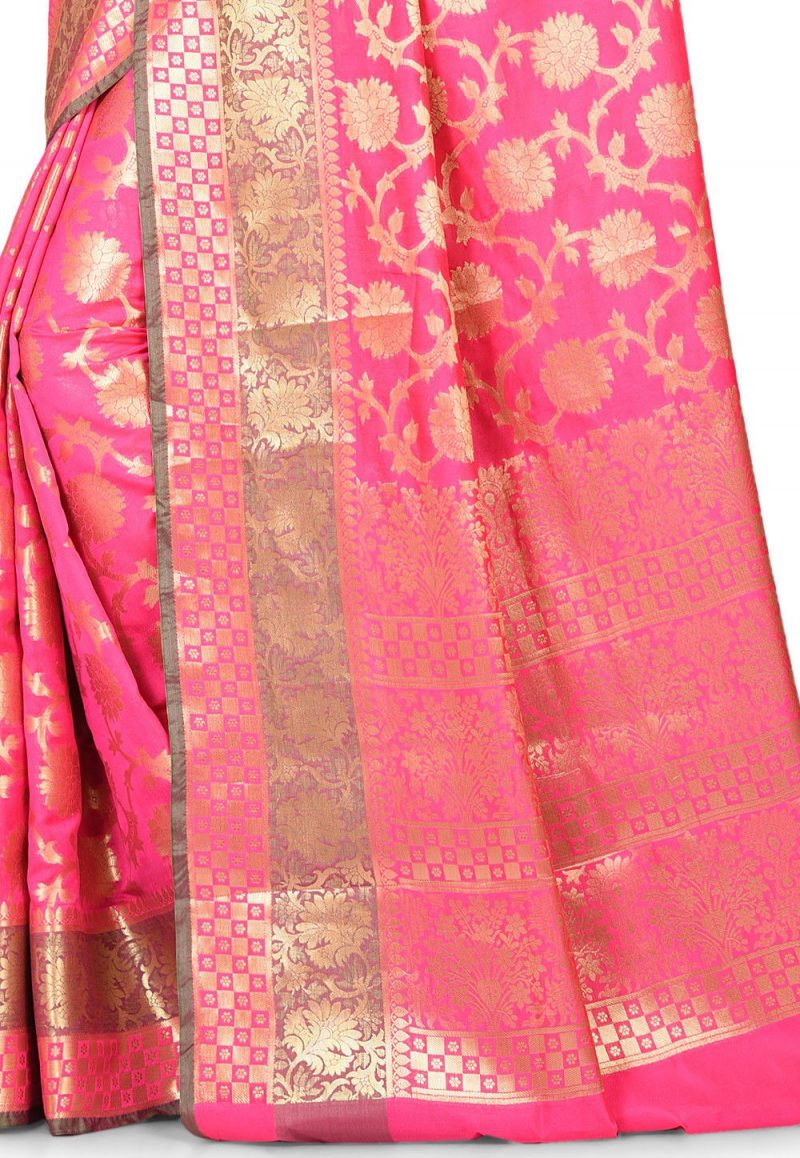 Woven Banarasi Art Silk Saree in Fuchsia 2