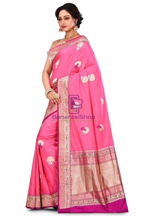 Pure Banarasi Katan Silk Handloom Saree in Pink 7
