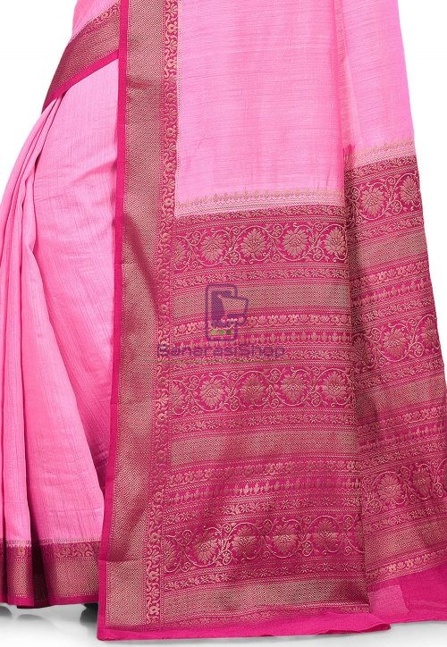 Pure Muga Silk Banarasi Saree in Pink 6