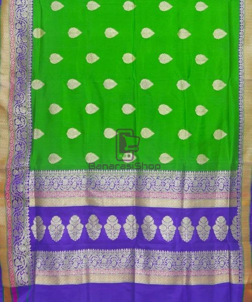 Banarasi Pure Katan Silk Handloom Parrot Green Saree 5