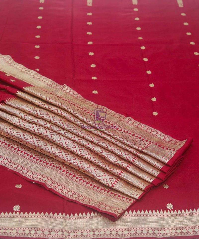 Banarasi Pure Katan Silk Handloom Maroon Saree 1