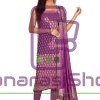 Woven Banarasi Cotton Silk Straight Suit in Purple 5