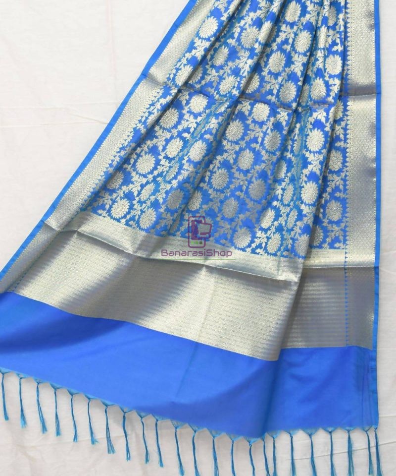 Woven Banarasi Art Silk Dupatta in Cobalt Blue 1