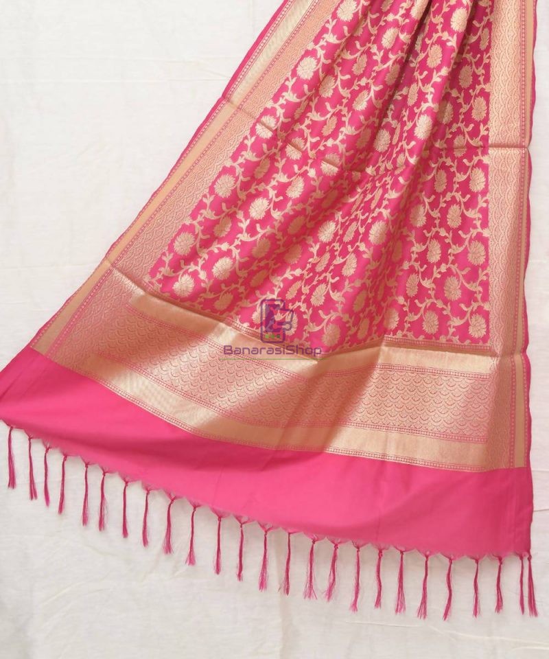 Woven Banarasi Art Silk Dupatta in Pink 1