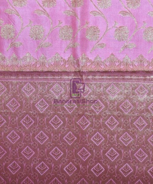 Woven Pure Tussar Silk Banarasi Saree in Taffy Pink 6