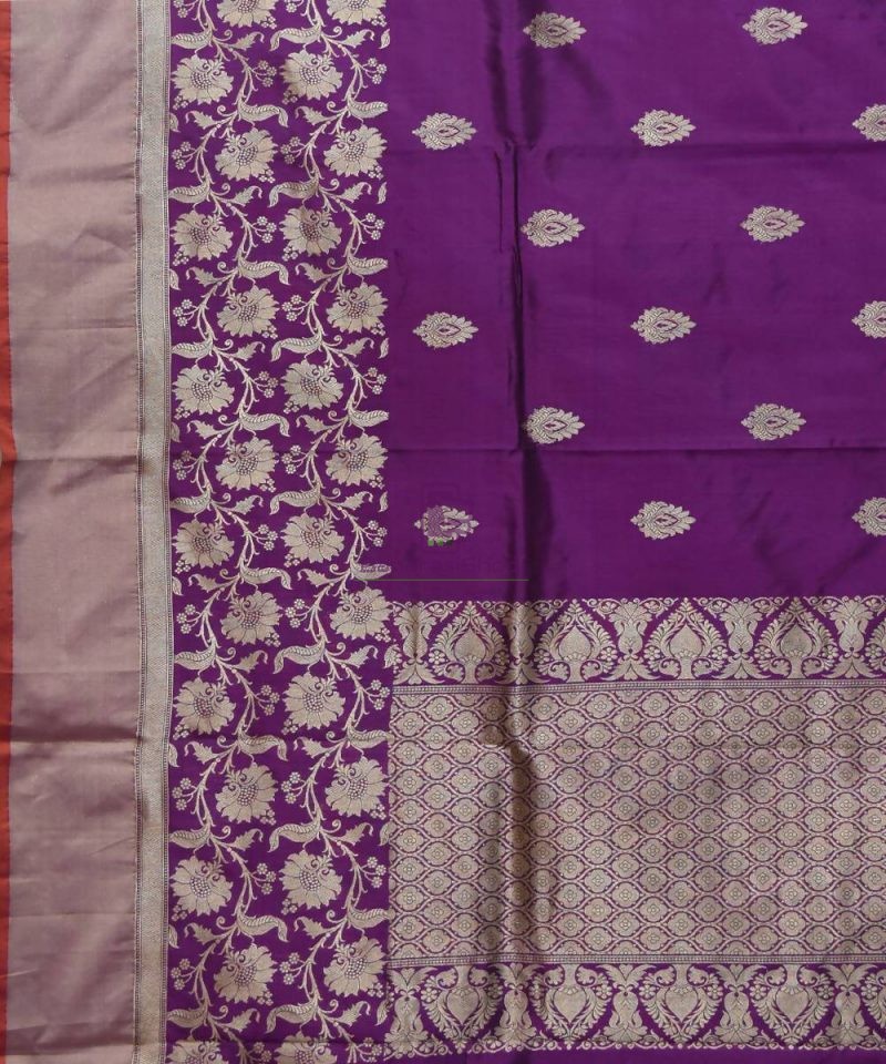 Banarasi Pure Katan Silk Handloom Purple Saree 2