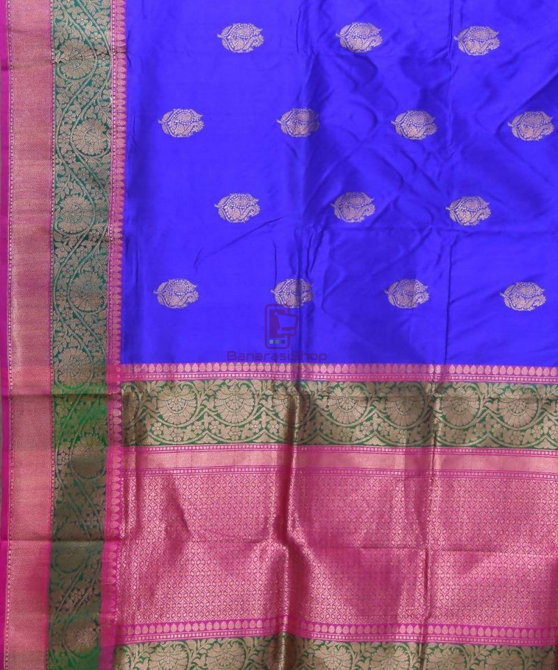 Banarasi Pure Katan Silk Handloom Navy Blue Saree 2