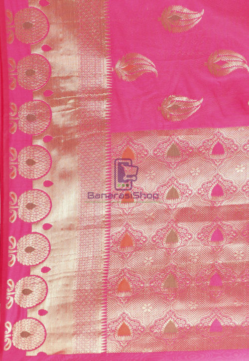 Woven Banarasi Cotton Silk Saree in Fuchsia 6