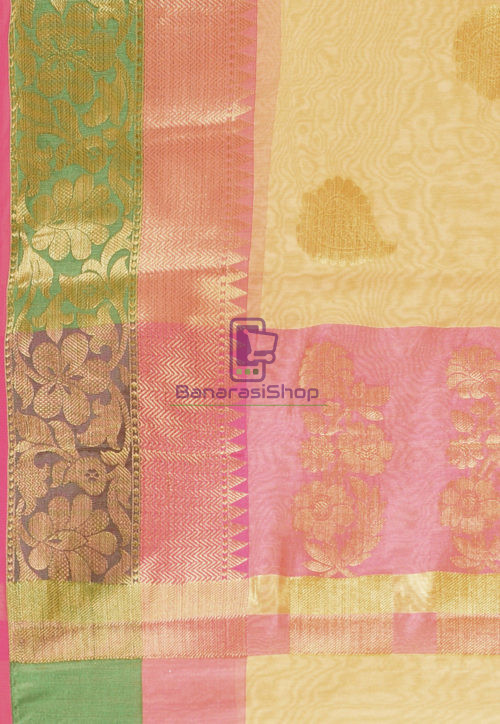 Woven Banarasi Cotton Silk Saree in Mustard 6