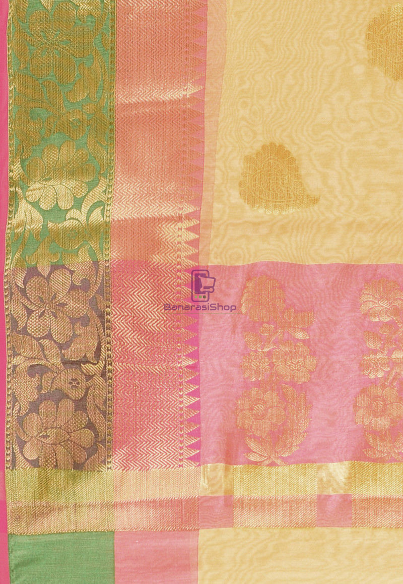 Woven Banarasi Cotton Silk Saree in Mustard 3