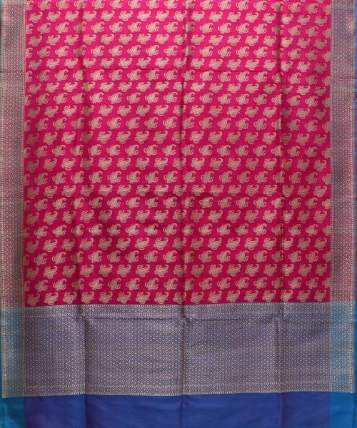 Woven Banarasi Handloom Pure Katan Silk Dupatta in Rose Pink 3