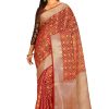 Woven Banarasi Cotton Silk Saree in Red 9