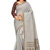 Woven Banarasi Cotton Silk Saree in Light Grey 11