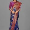 Woven Banarasi Kora Silk Saree in Purple 10