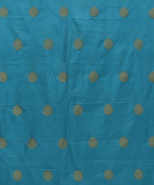 Banarasi Pure Handloom Katan Silk Fabric in Ocean Blue 3