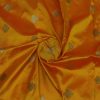 Banarasi Pure Handloom Katan Silk Fabric in Dark Yellow 4
