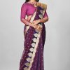 Woven Banarasi Cotton Silk Saree in Violet 10
