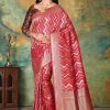 Woven Banarasi Silk Saree in Red 12