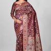 Woven Banarasi Silk Saree in Maroon 11