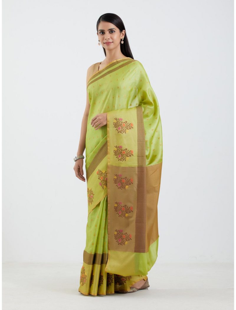 Banarasi Pure Tussar Silk Saree in Green 3